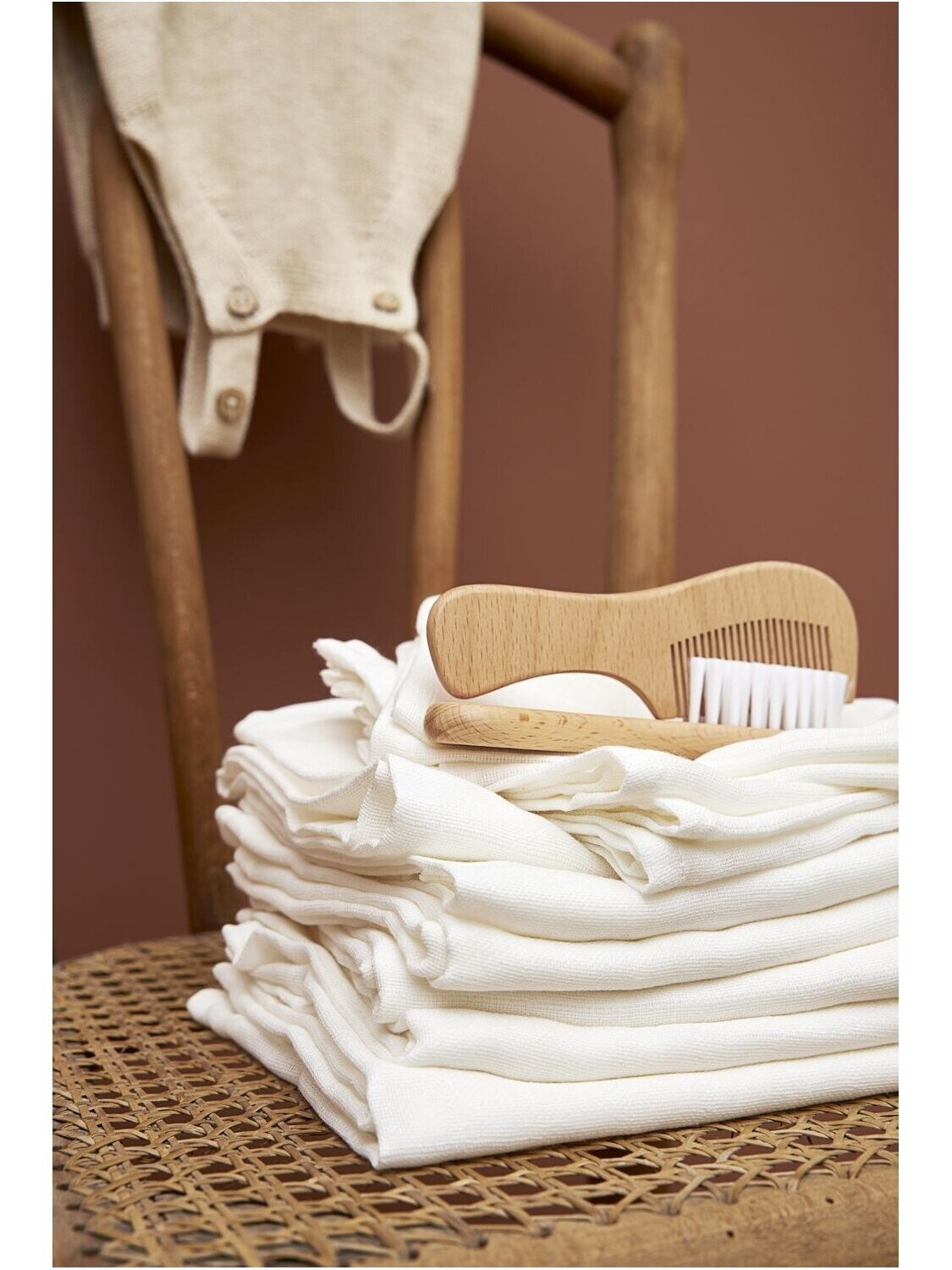 12pcs. Gauze (muslin) diaper set, Meyco Baby (Basic Uni White) 2
