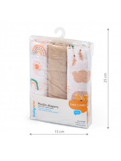 Musliinmähkmed BabyOno, 3 tk 3 tk. 348/08 5