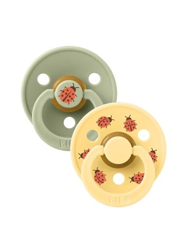 BIBS Colour Round Pacifier - 2 pcs. (Ladybug/sage) 6+months