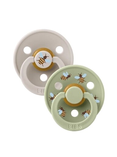BIBS Colour Round Pacifier - 2 pcs. (Bumblebee, mushroom mix) 6+months