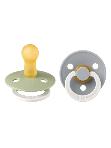 BIBS Colour Round Pacifier - 2 pcs. (Sage glow/cloud glow) 6+months