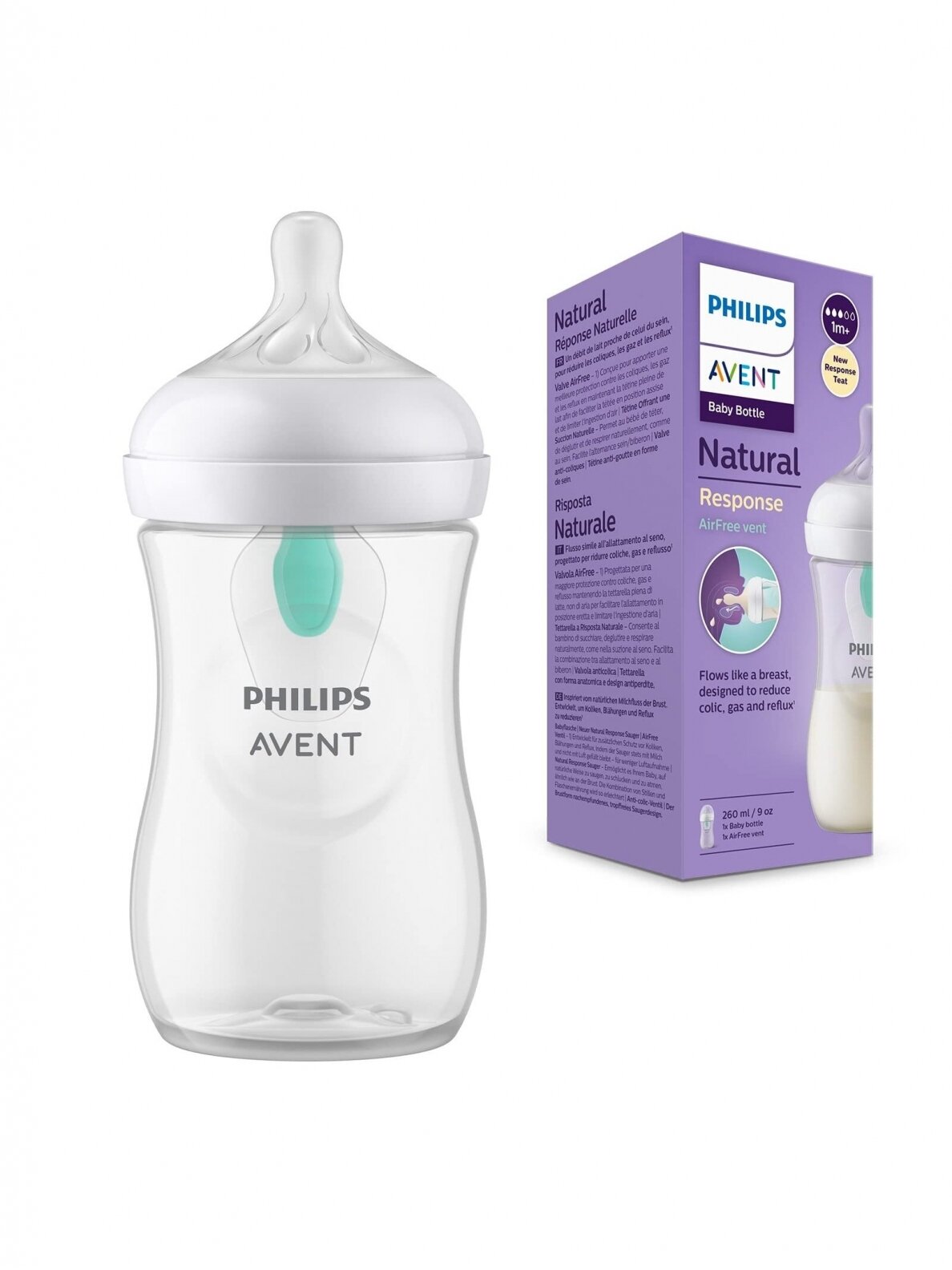 Baby Bottle with Airfree vent, 260ml, 1m+, by Philips AVENT Baby Bottle with Airfree vent, 260ml, 1m+, by Philips AVENT