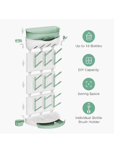 Momcozy modulaarne pudelikuivatusalus, 18 tk