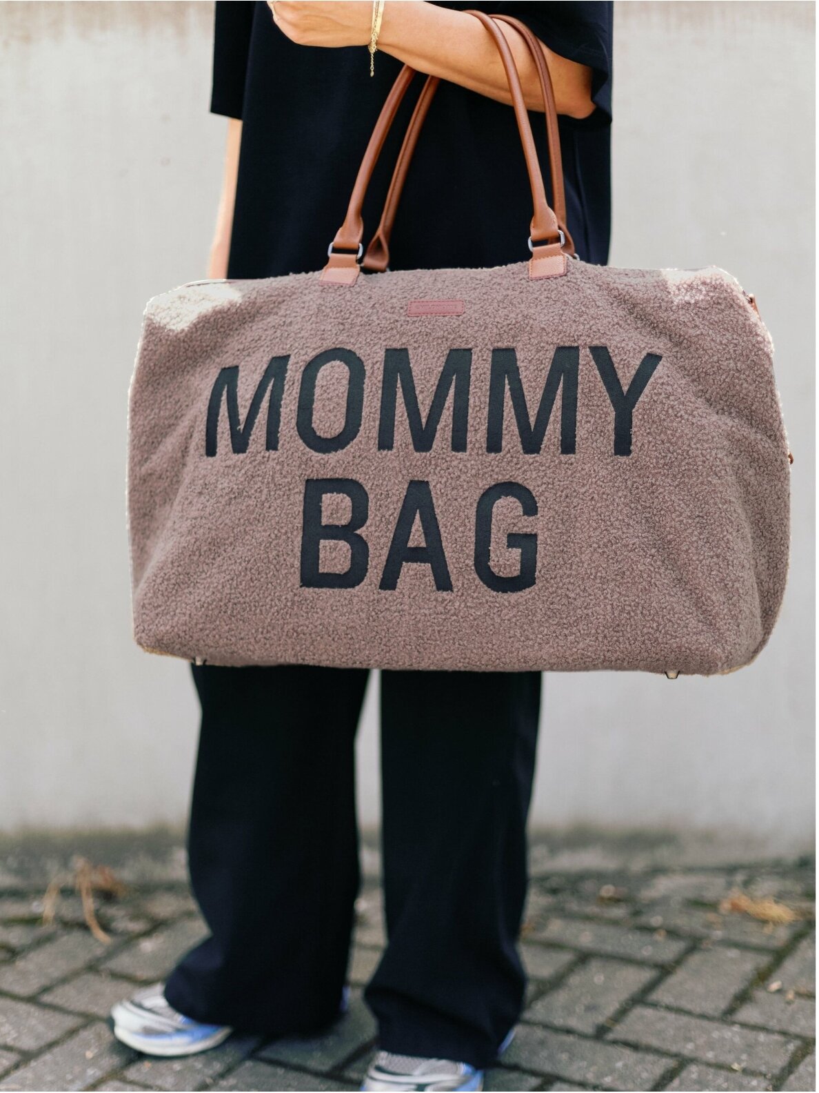 Childhome Mommy Bag Signature mähkmekott, helepruun, teddy-kangast 1 Childhome Mommy Bag Signature mähkmekott, helepruun, teddy-kangast 1