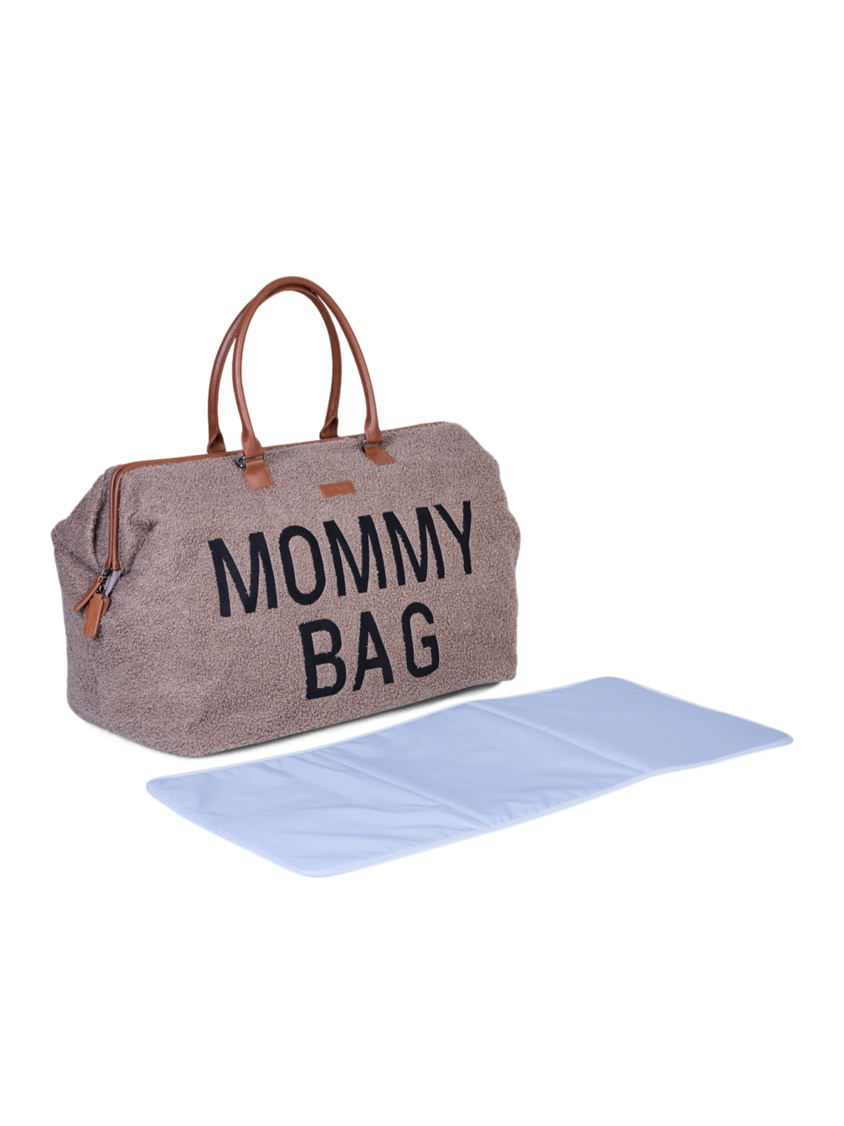 Childhome Mommy Bag Signature mähkmekott, helepruun, teddy-kangast 4
