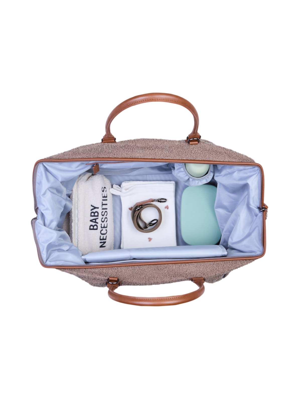 Childhome Mommy Bag Signature mähkmekott, helepruun, teddy-kangast 7