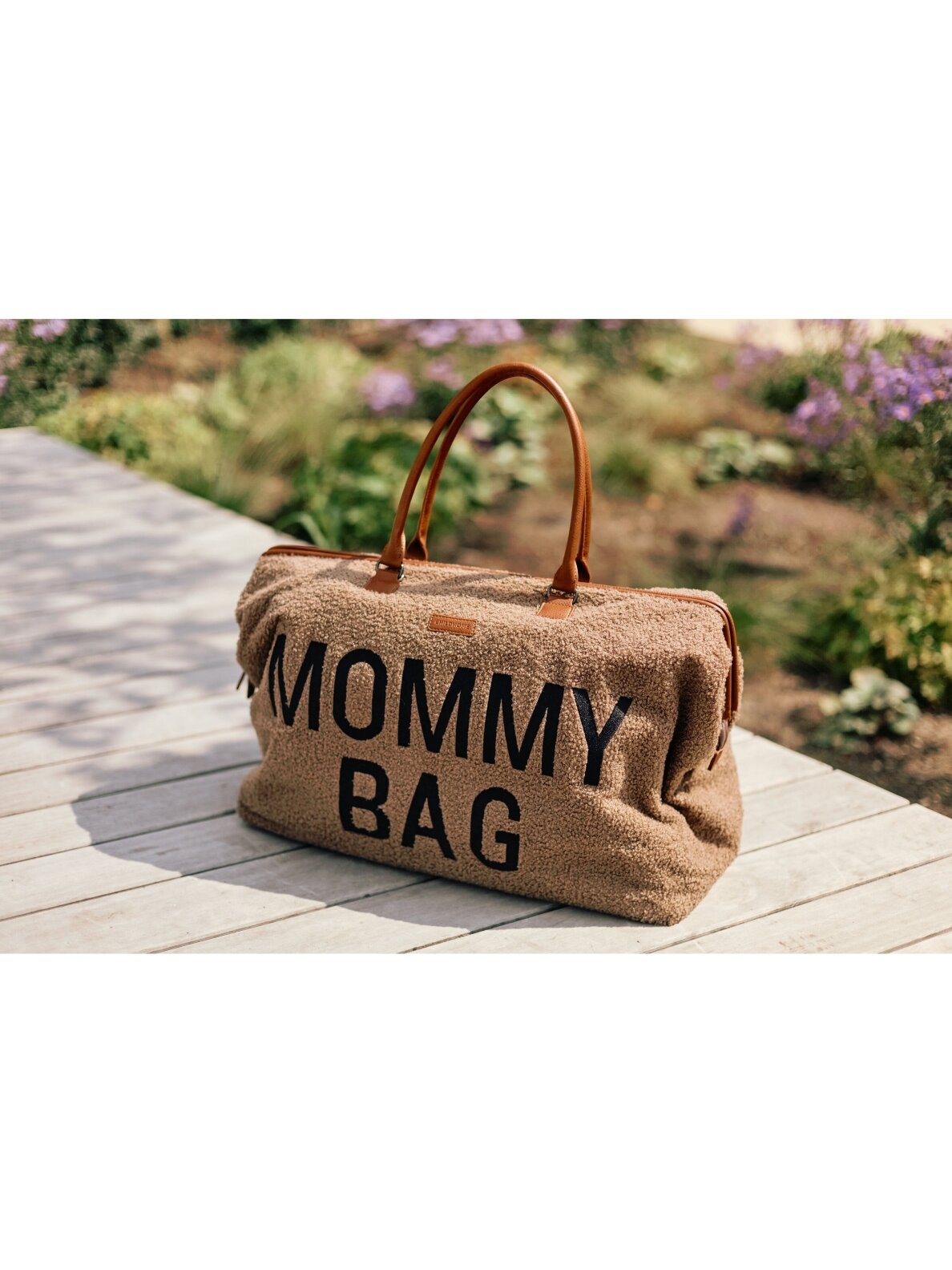 Childhome Mommy Bag Signature mähkmekott, helepruun, teddy-kangast 9
