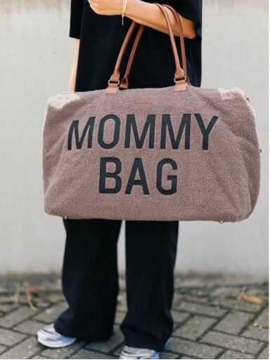 Childhome Mommy Bag Signature mähkmekott, helepruun, teddy-kangast