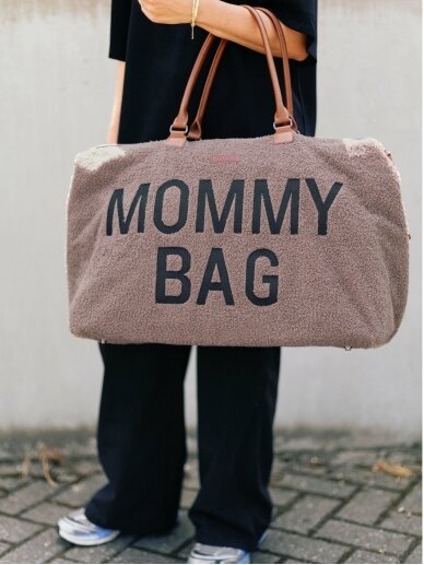 Childhome Mommy Bag Signature mähkmekott, helepruun, teddy-kangast 1 Childhome Mommy Bag Signature mähkmekott, helepruun, teddy-kangast 1