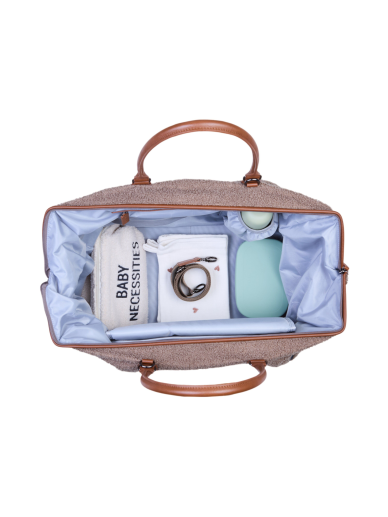 Childhome Mommy Bag Signature mähkmekott, helepruun, teddy-kangast 7