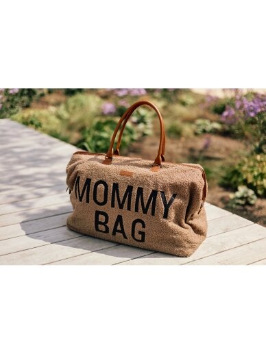 Childhome Mommy Bag Signature mähkmekott, helepruun, teddy-kangast 9