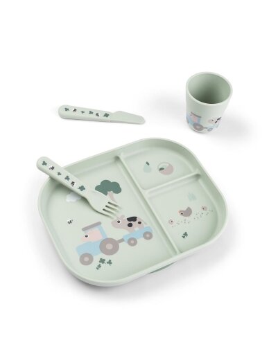 Done by Deer Foodie tableware set Tiny farm Green