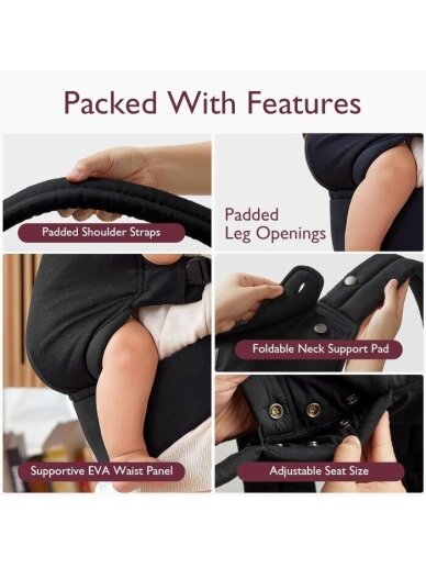 Momcozy ergonoomiline beebi kandmiseade, must 7