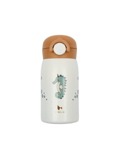 Roostevabast terasest joogipudel merihobuse mustriga, 320 ml
