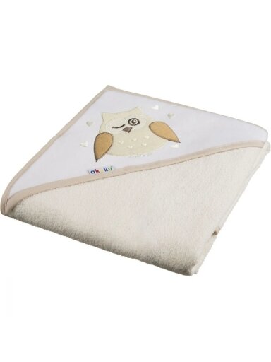 Baby Hooded Towel - Beige Owl