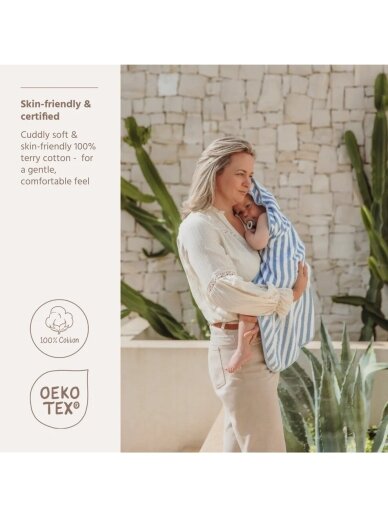 Bathcape basic terry 75x75, by Meyco Baby Stripe jeans blue 1