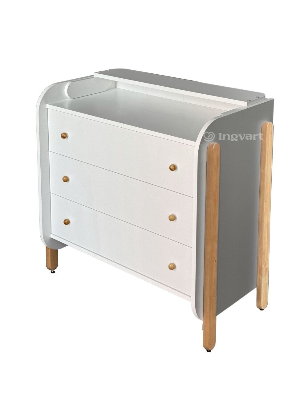 NIKA Dresser with Changing Table, White/Natural