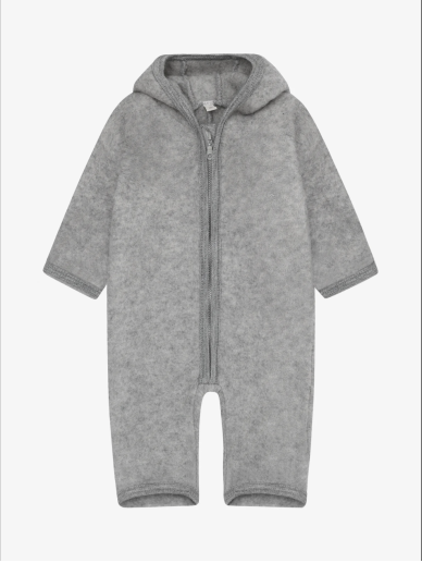 Huttelihut Pram Suit with Ears (Medium Grey Melange)