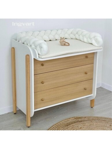 NIKA Dresser with Changing Table, White/Natural 1