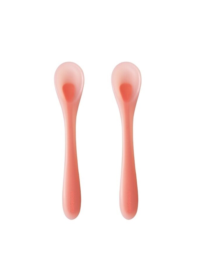 Mombella silicone spoons 2pcs, 3 months+ (Pink) Mombella silicone spoons 2pcs, 3 months+ (Pink)
