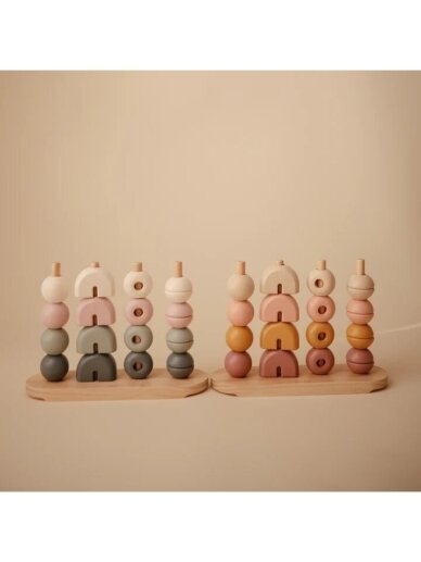 Wooden stacking toy, Wooden multi shape stacker, Mushie 2
