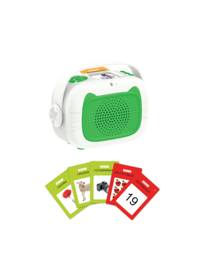 Music player for children "Skilsas" with microphone + Lithuanian-voiced "Talking Cards"