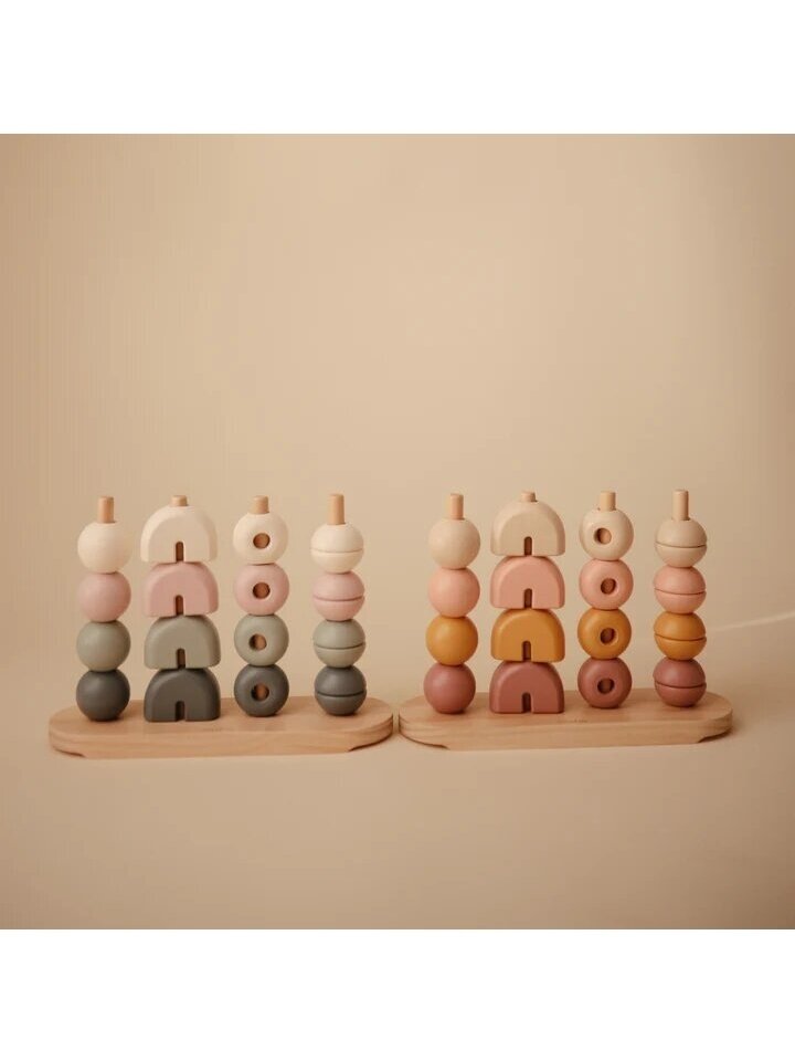 Wooden stacking toy, Wooden multi shape stacker, Mushie 2 Wooden stacking toy, Wooden multi shape stacker, Mushie 2