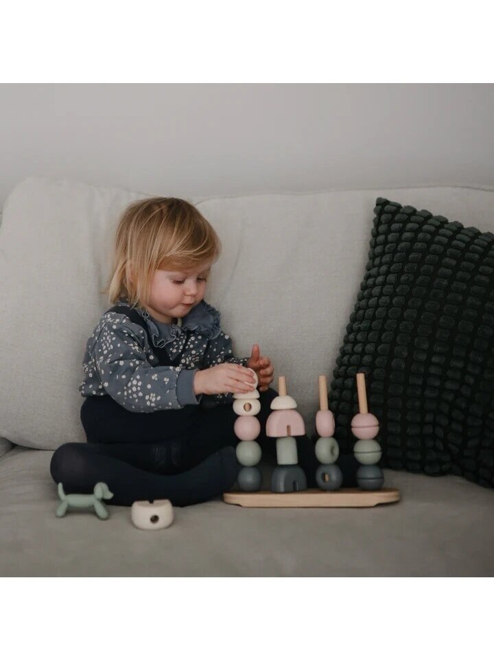 Wooden stacking toy, Wooden multi shape stacker, Mushie 3 Wooden stacking toy, Wooden multi shape stacker, Mushie 3