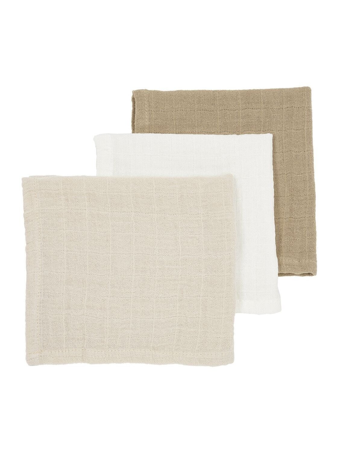 Muslin diapers set, 3 pcs. 70x70, Meyco Baby (uni offwhite/soft sand/taupe) Muslin diapers set, 3 pcs. 70x70, Meyco Baby (uni offwhite/soft sand/taupe)
