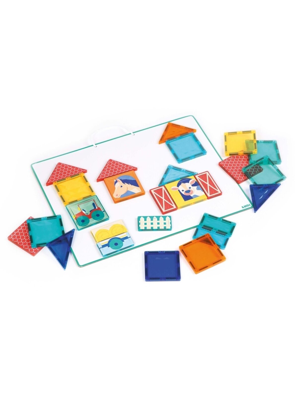 Magnetic construction set with board, 27 pieces, LUDI Magnetic construction set with board, 27 pieces, LUDI