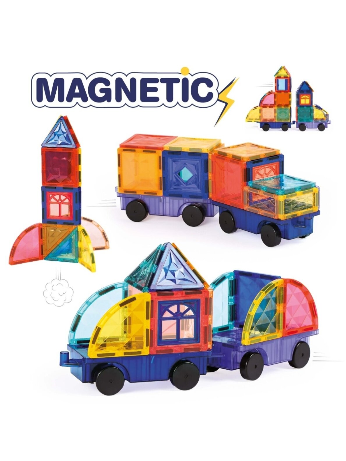 Magnetic construction set Vehicles, 63 pieces, LUDI 2 Magnetic construction set Vehicles, 63 pieces, LUDI 2