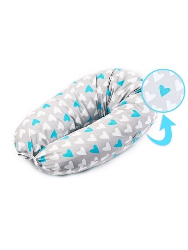 Feeding pillow 35x170 cm, Hearts, by Sensillo
