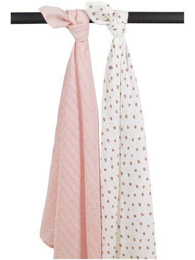 Gauze (muslin) diaper set, 2pcs.,120x120, Meyco Baby (Mini Panther Soft Pink)