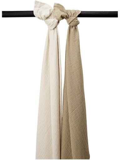 Gauze (muslin) diaper set, 2pcs.,120x120, Meyco Baby (Uni soft sand/taupe)