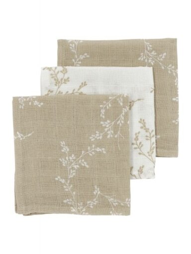 Muslin diapers set, 3 pcs. 30x30, Meyco Baby (Branches sand)