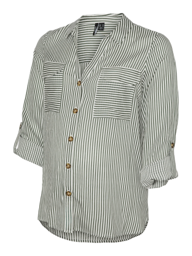 Shirt-type blouse for pregnant and nursing mothers VMMBUMPLY, Vero Moda (White/green)