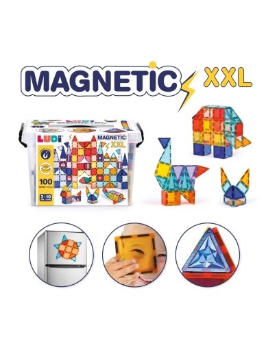 Magnetic construction set XXL, 100 pieces, LUDI 2
