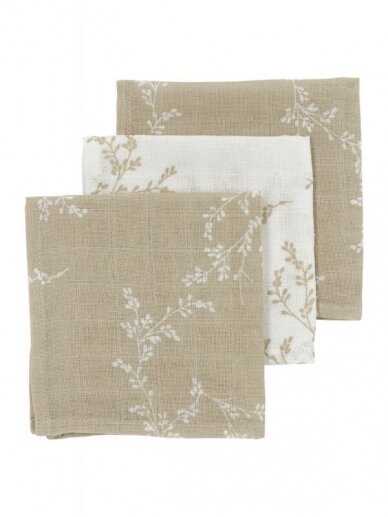 Muslin diapers set, 3 pcs. 30x30, Meyco Baby (Branches sand)