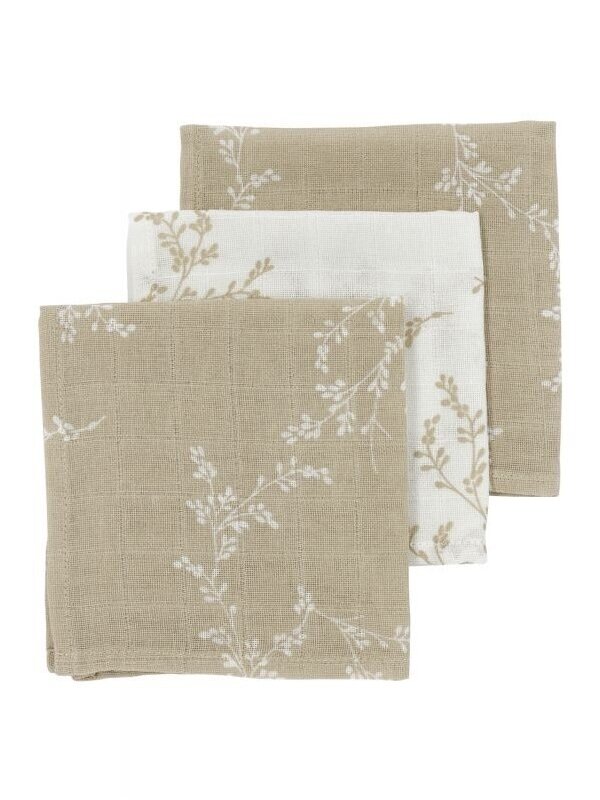 Muslin diapers set, 3 pcs. 30x30, Meyco Baby (Branches sand) Muslin diapers set, 3 pcs. 30x30, Meyco Baby (Branches sand)