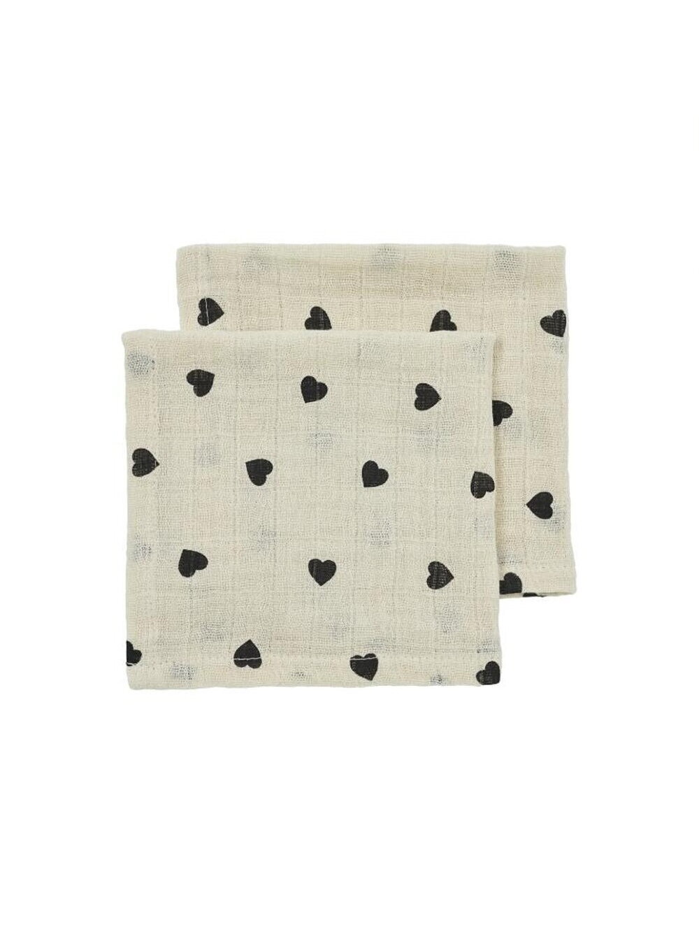 Meyco Muslin Swaddles Sweet Heart, Soft Sand/Black, 120x120 cm, 2 pcs Meyco Muslin Swaddles Sweet Heart, Soft Sand/Black, 120x120 cm, 2 pcs