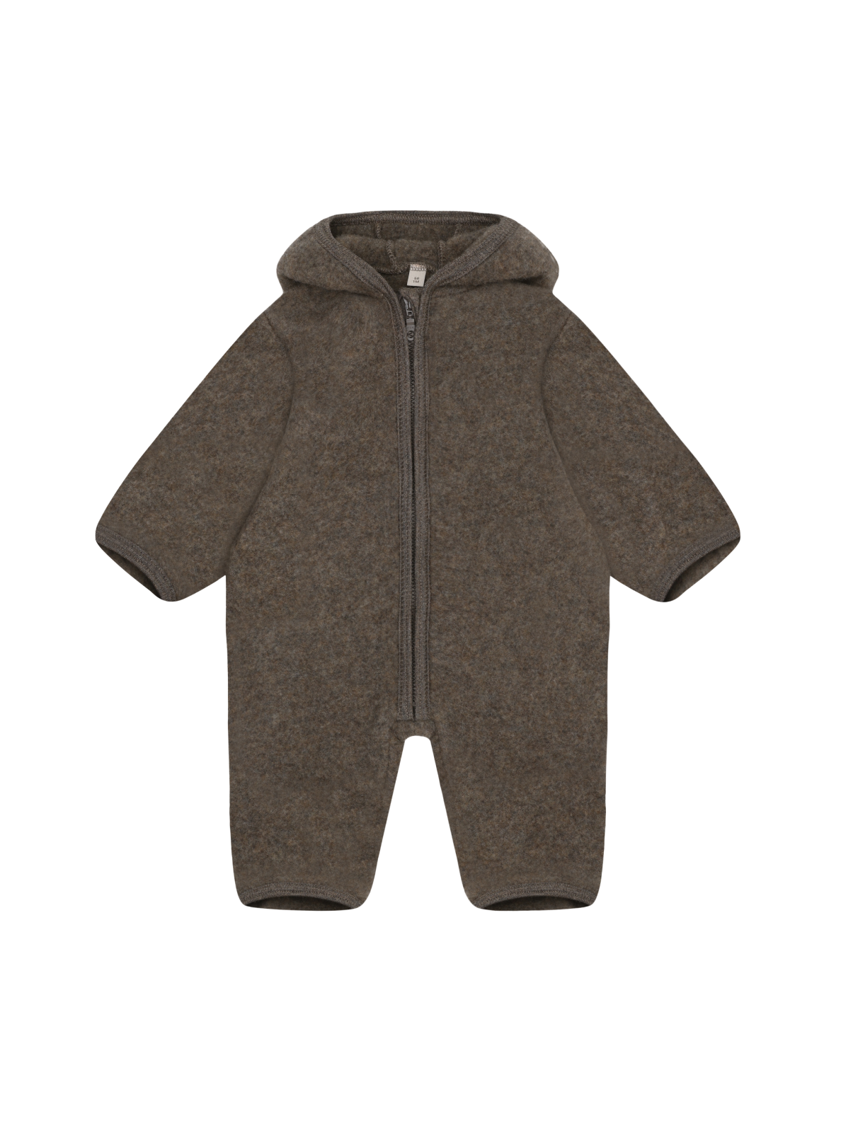Merino wool jumpsuit with hood HUTTEliHUT Brown melange