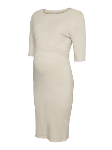 Maternity and nursing dress MLNEWSIV 2/4 sleeves, Mama;licious (Sand)