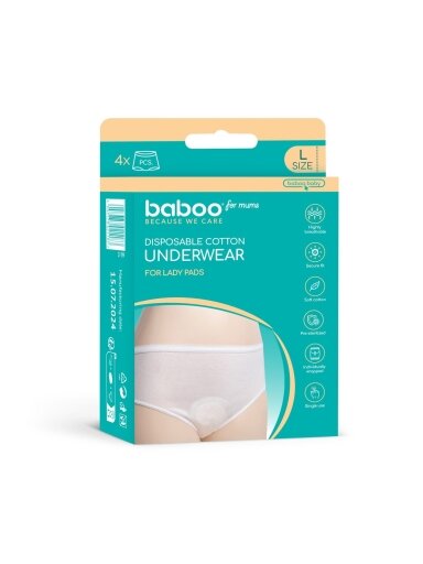 Cotton disposable postpartum panties 4pcs. L Baboo