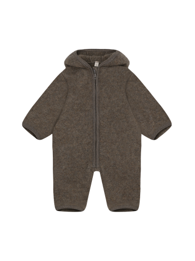 Merino wool jumpsuit with hood HUTTEliHUT Brown melange