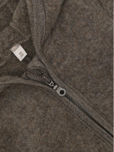 Merino wool jumpsuit with hood HUTTEliHUT Brown melange 1