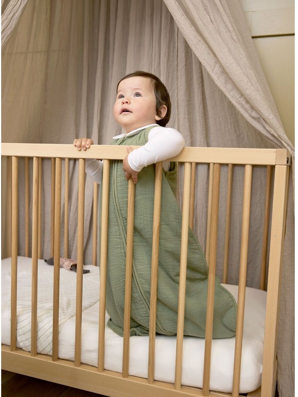 Sleeping bag for baby, 60 cm TOG 2.0, Meyco Baby (Olive green) 1 Sleeping bag for baby, 60 cm TOG 2.0, Meyco Baby (Olive green) 1