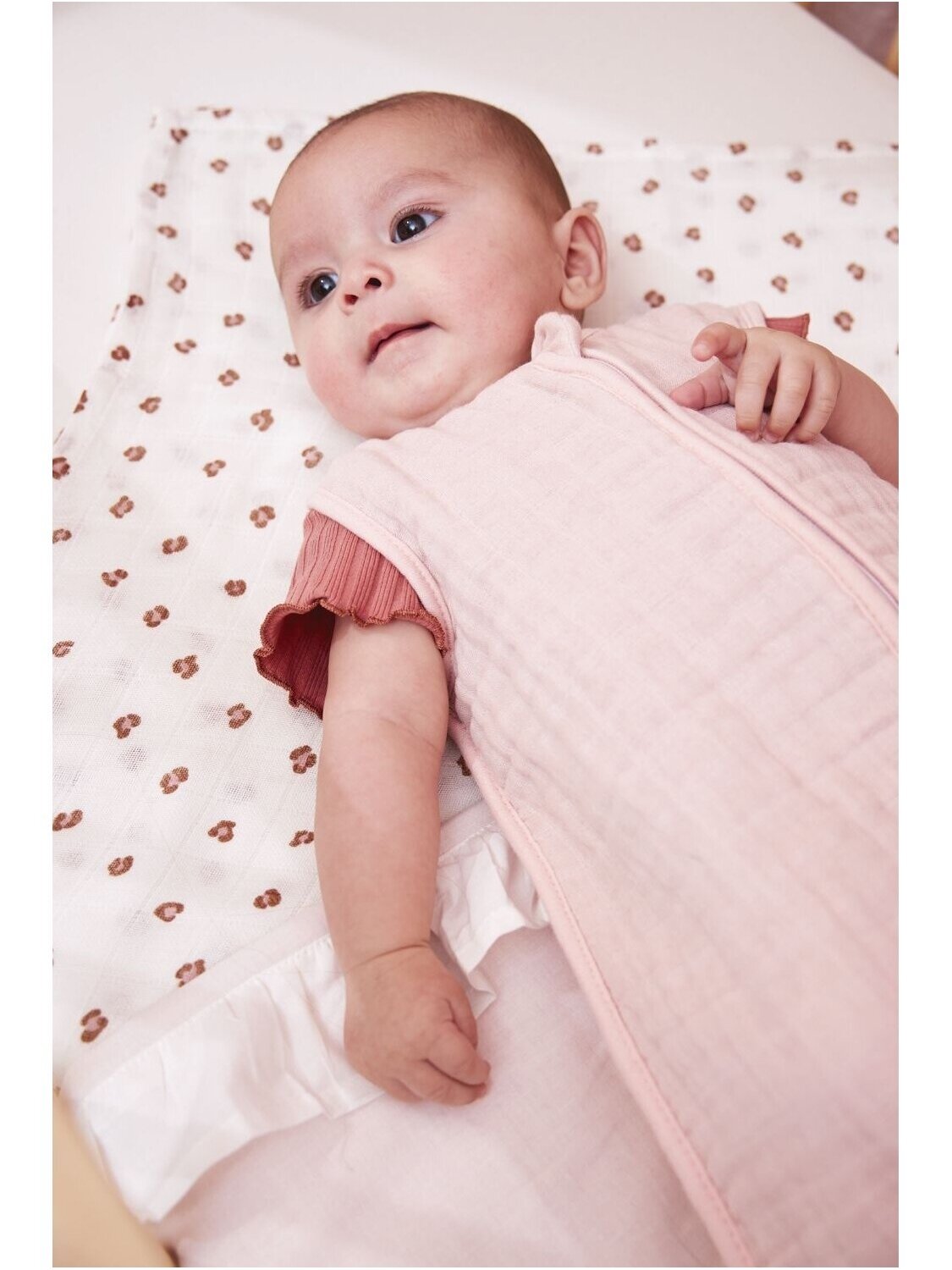 Muslin sleeping bag, TOG 0.5, 70cm, Meyco Baby Soft pink 1