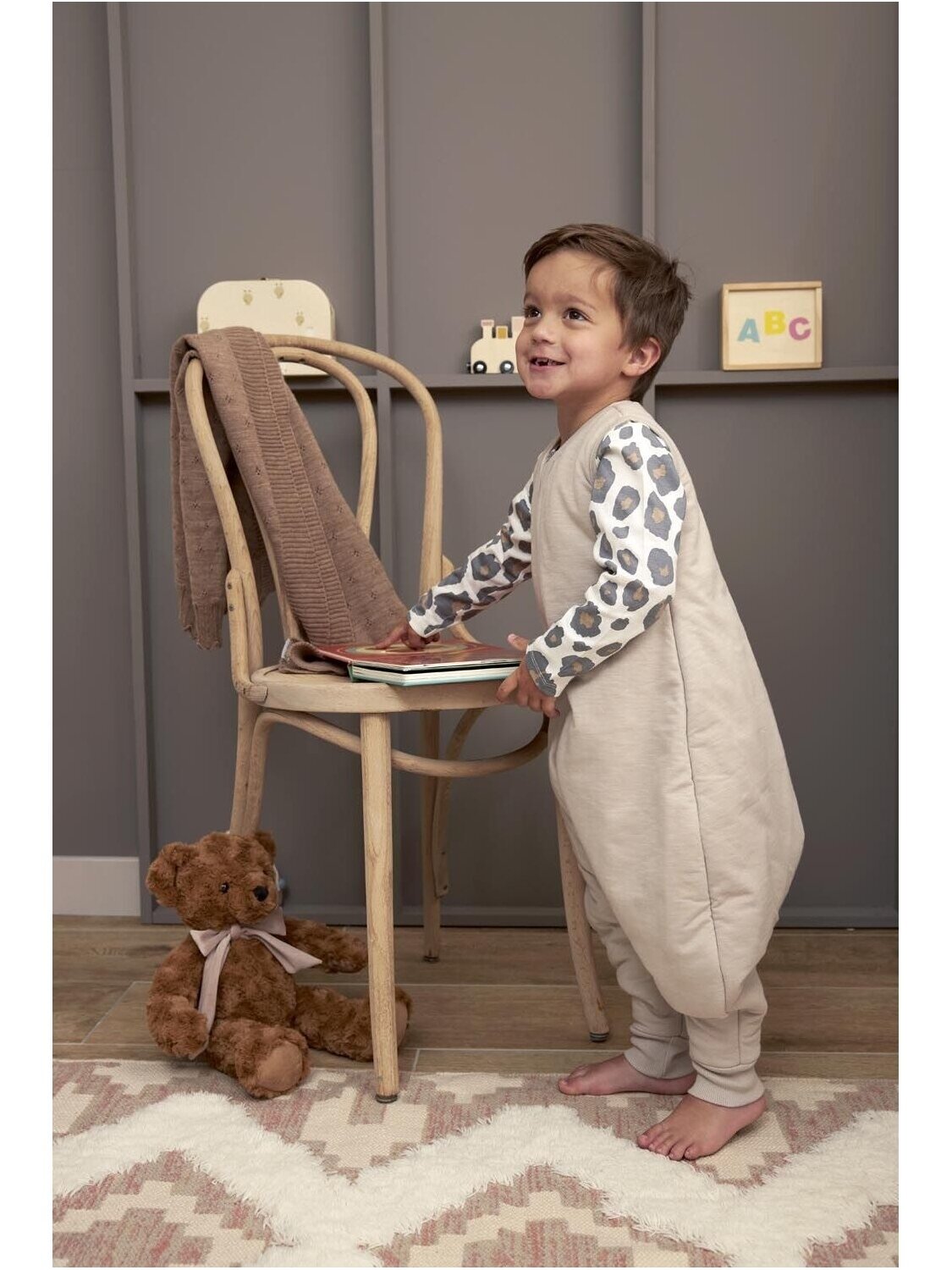 Baby sleep overall winter jumper, TOG 2.0, Meyco Baby, Slub greige, 80cm 2 Baby sleep overall winter jumper, TOG 2.0, Meyco Baby, Slub greige, 80cm 2
