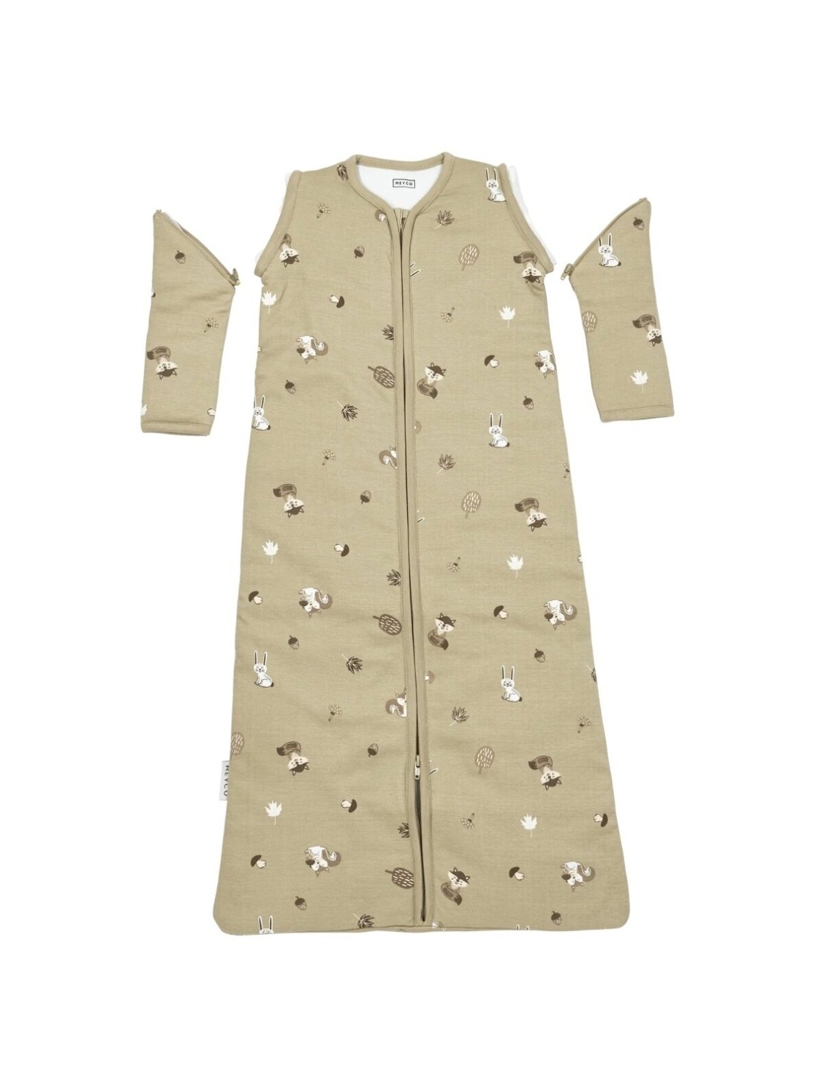 Sleeping bag with detachable sleeves 110 cm, TOG 2.5, Meyco (Forest Animals Sand) 1 Sleeping bag with detachable sleeves 110 cm, TOG 2.5, Meyco (Forest Animals Sand) 1