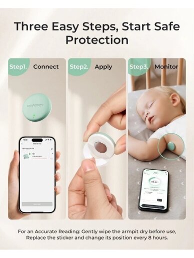 Momcozy nutikas beebi termomeeter, temperatuuri jälgimine rakenduses 4 Momcozy nutikas beebi termomeeter, temperatuuri jälgimine rakenduses 4